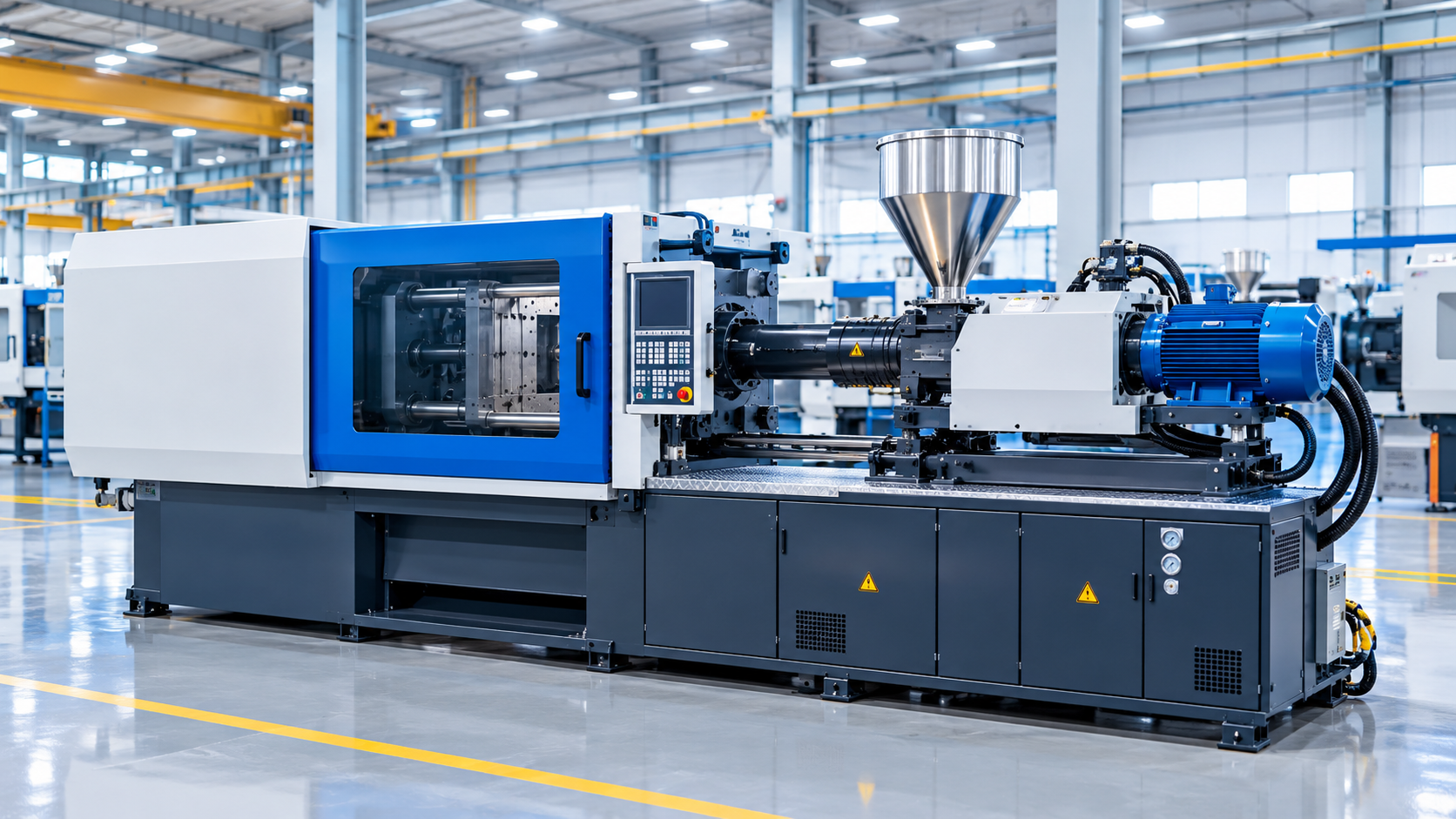 Electric injection molding machine manufacturers factory floor in India